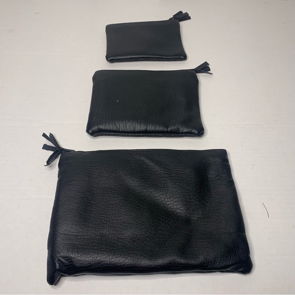 3pc Black Moroccan Leather Hamsa Pouches - Picture 2 of 4